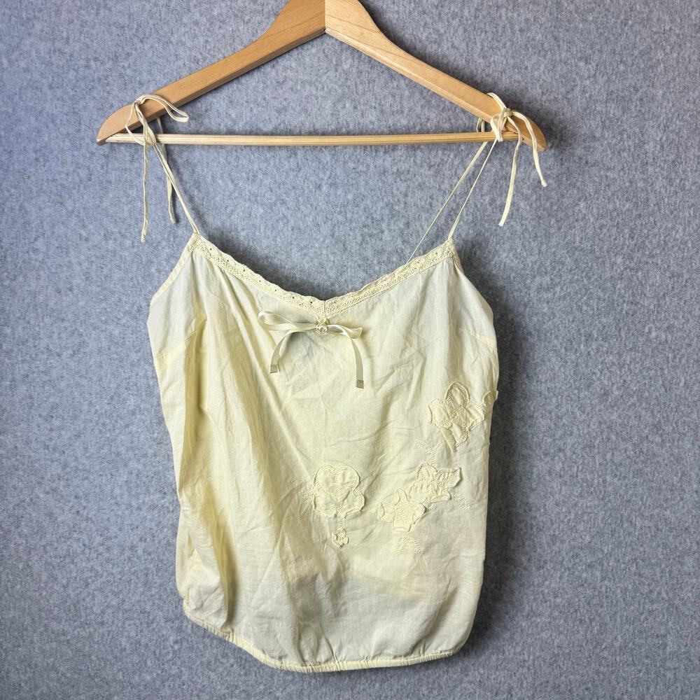 Wet Seal Camisole Top Women’s Small Lace Yellow Spaghetti Straps Coquette Boho